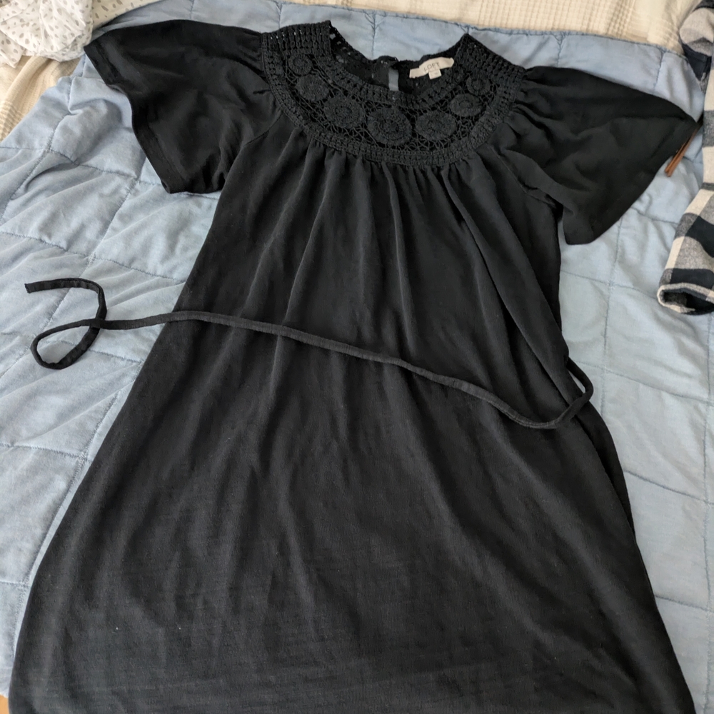LOFT Black Crochet Top Dress